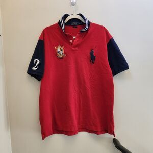 Ralph Lauren Rugby Big Pony Red Navy Polo Shirt Crest #2 Chief Keef XXL Preppy